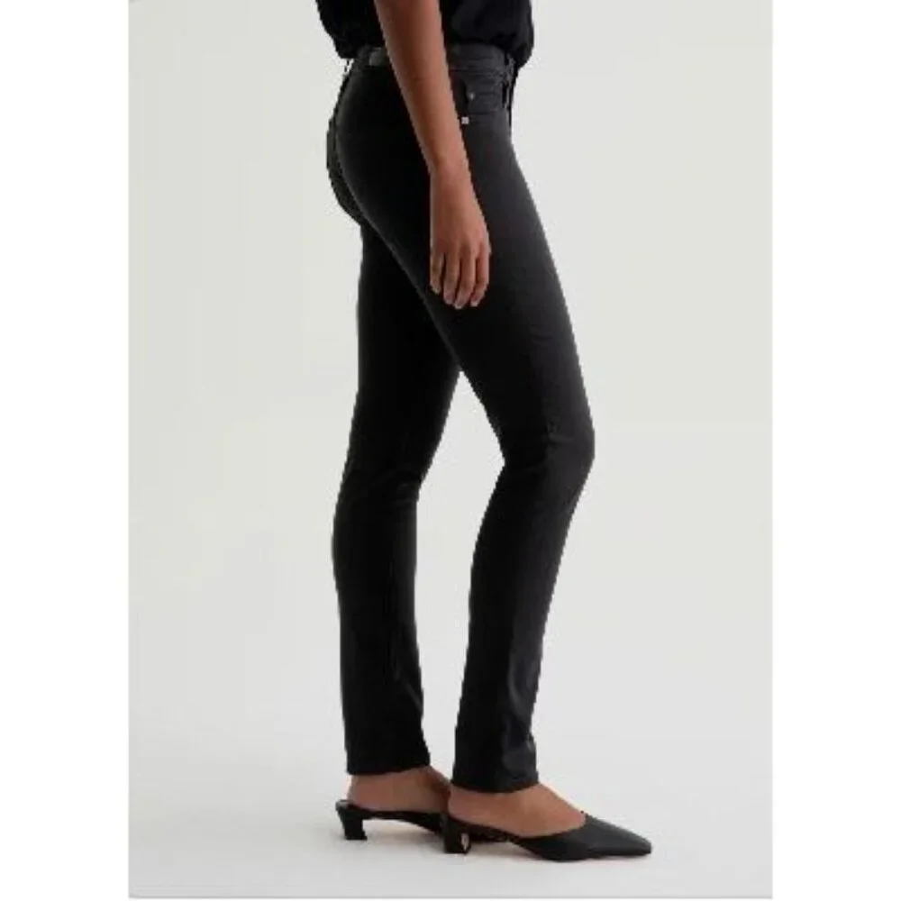 AG Prima Mid Rise Cigarette Jeans Super Black Size 28R Skinny Designer Classic